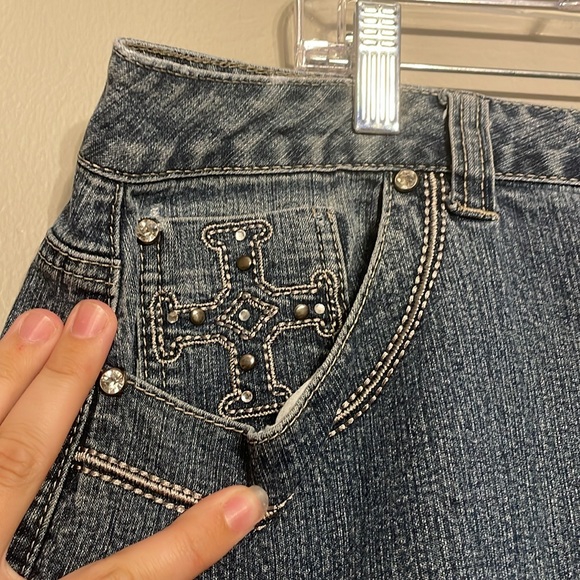 Cato Woman plus denim Skirt with cross designs with split - Picture 4 of 4